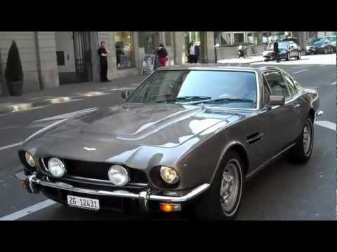 Brown 1970&#039;s Aston Martin V8 Vantage Drive By in Zurich, Switzerland